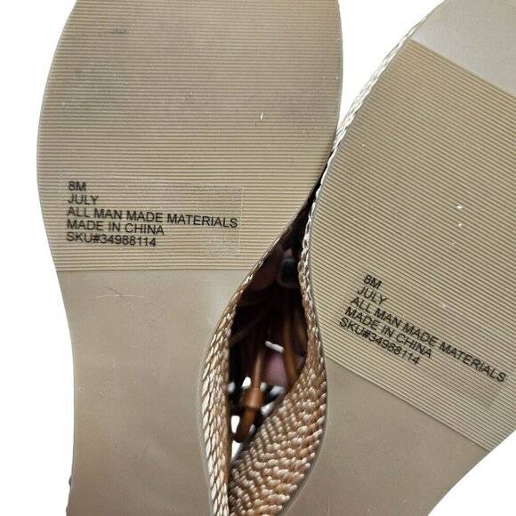 SM New York July Brown Wedge Heels Espadrille Sandals Straps Women 8M Man Made - Picture 3 of 12